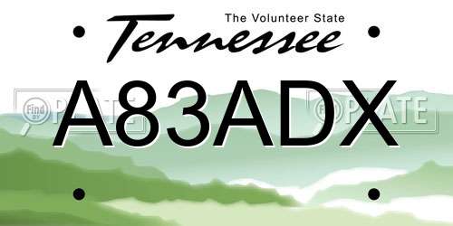 A83ADX Tennessee License Plate