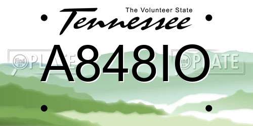 A848IO Tennessee License Plate