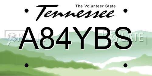 A84YBS Tennessee License Plate
