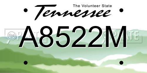 A8522M Tennessee License Plate