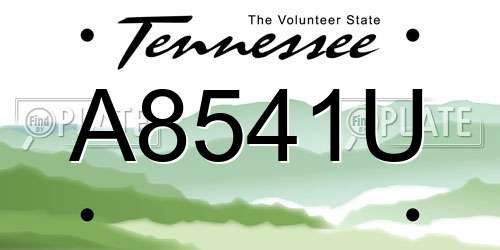 A8541U Tennessee License Plate