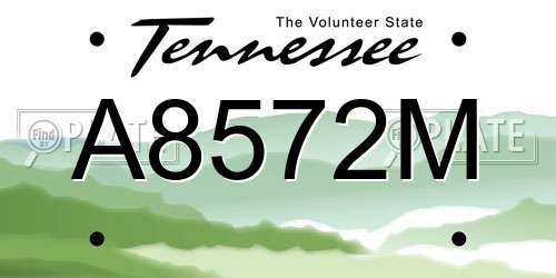A8572M Tennessee License Plate