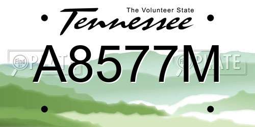 A8577M Tennessee License Plate