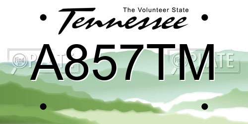 A857TM Tennessee License Plate