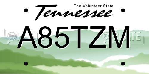 A85TZM Tennessee License Plate