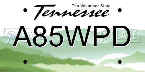 A85WPD Tennessee License Plate
