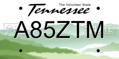 A85ZTM Tennessee License Plate