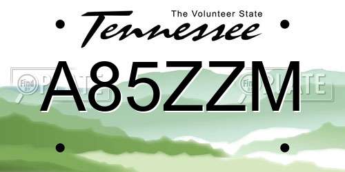 A85ZZM Tennessee License Plate