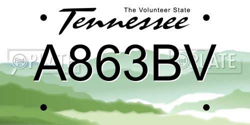 A863BV Tennessee License Plate