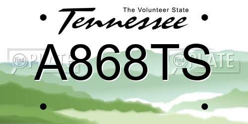 A868TS Tennessee License Plate
