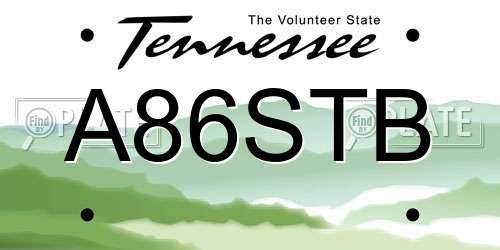 A86STB Tennessee License Plate