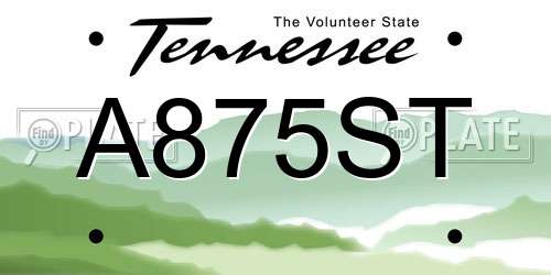A875ST Tennessee License Plate