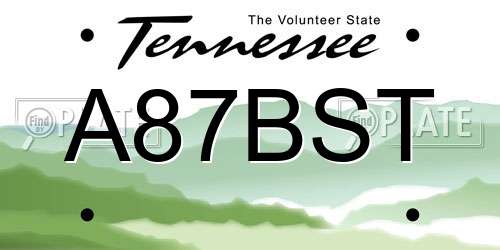 A87BST Tennessee License Plate