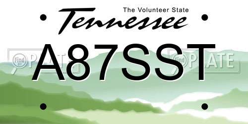 A87SST Tennessee License Plate