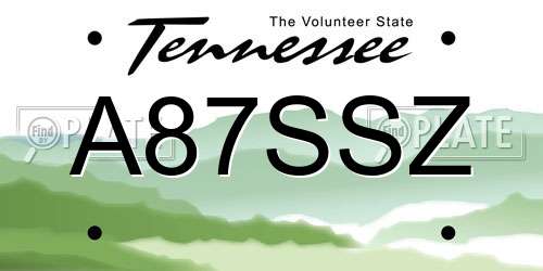 A87SSZ Tennessee License Plate