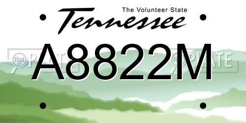 A8822M Tennessee License Plate