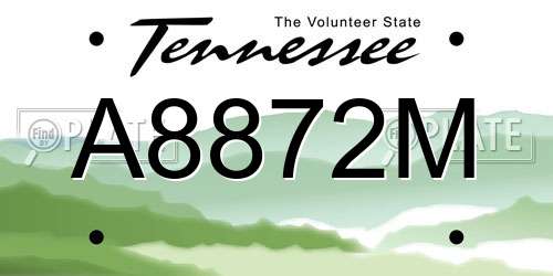 A8872M Tennessee License Plate