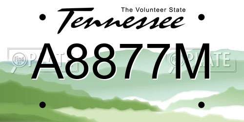 A8877M Tennessee License Plate