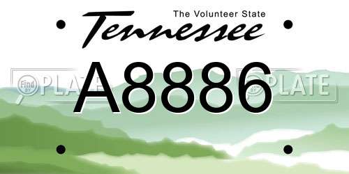 A8886 Tennessee License Plate