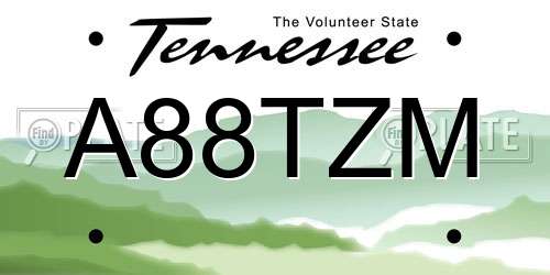 A88TZM Tennessee License Plate