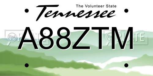 A88ZTM Tennessee License Plate