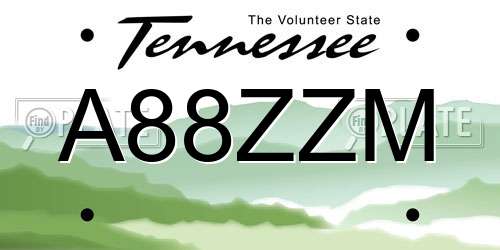 A88ZZM Tennessee License Plate