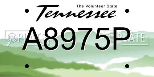 A8975P Tennessee License Plate