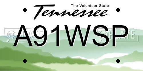A91WSP Tennessee License Plate