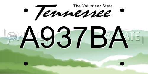 A937BA Tennessee License Plate