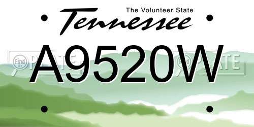 A9520W Tennessee License Plate