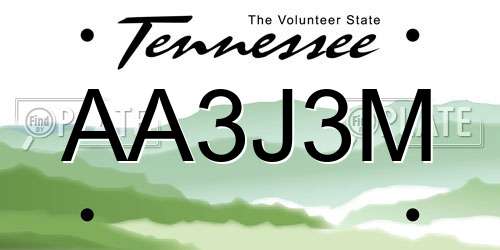 AA3J3M Tennessee License Plate