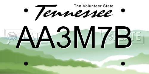 AA3M7B Tennessee License Plate
