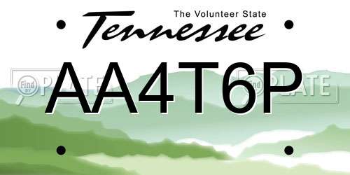 AA4T6P Tennessee License Plate