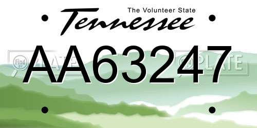 AA63247 Tennessee License Plate