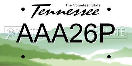 AAA26P Tennessee License Plate