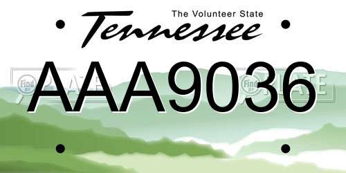 AAA9036 Tennessee License Plate