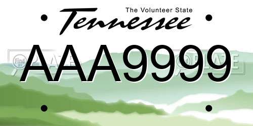 AAA9999 Tennessee License Plate