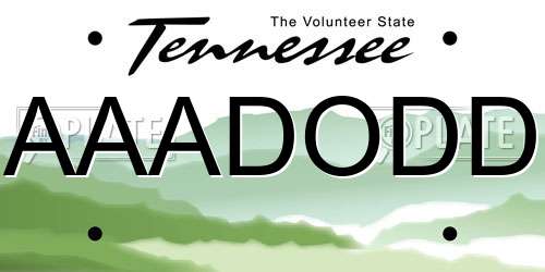 AAADODD Tennessee License Plate