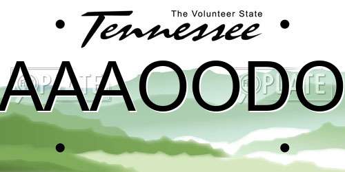 AAAOODO Tennessee License Plate