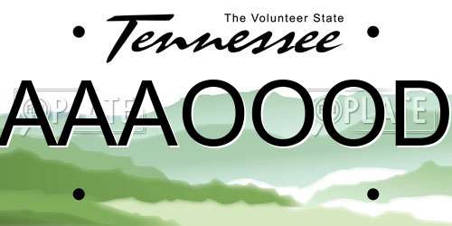 AAAOOOD Tennessee License Plate