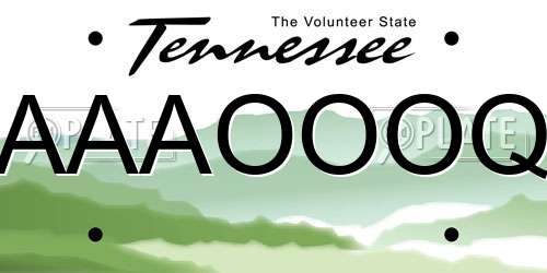 AAAOOOQ Tennessee License Plate