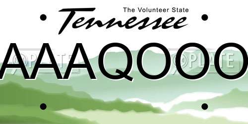 AAAQOOO Tennessee License Plate