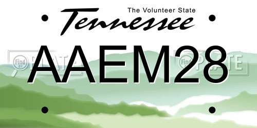 AAEM28 Tennessee License Plate