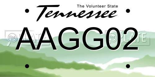 AAGG02 Tennessee License Plate