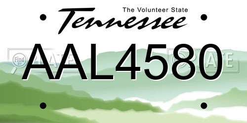 AAL4580 Tennessee License Plate
