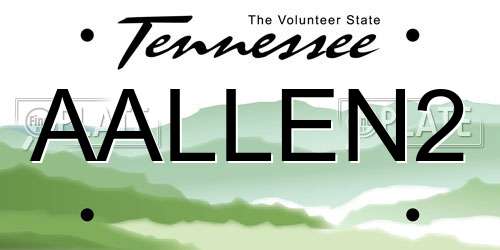 AALLEN2 Tennessee License Plate