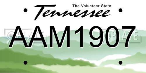 AAM1907 Tennessee License Plate