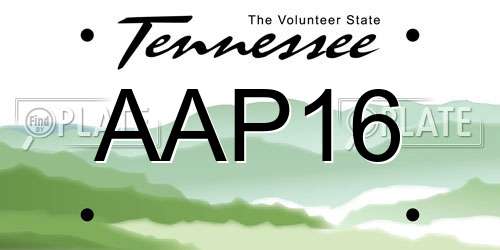 AAP16 Tennessee License Plate