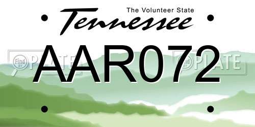 AAR072 Tennessee License Plate