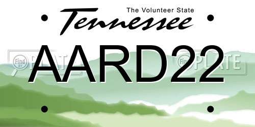 AARD22 Tennessee License Plate